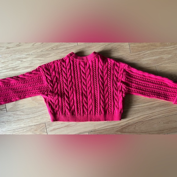 Red Cable Knit Crew Neck Sweater - Picture 5 of 5